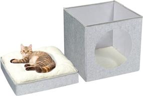 img 3 attached to Versatile B FSOBEIIALEO Cat House Cube: Foldable Ottoman with Removable Bed, Perfect for Indoor Cats and Small Dogs