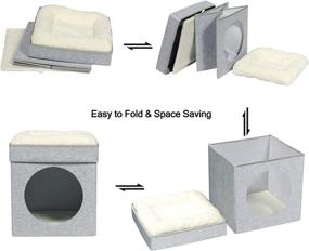 img 2 attached to Versatile B FSOBEIIALEO Cat House Cube: Foldable Ottoman with Removable Bed, Perfect for Indoor Cats and Small Dogs