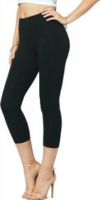 img 4 attached to Women'S Premium Stretch Jersey Cotton Leggings - Full Length, Capri, Shorts In Regular & Plus Sizes!