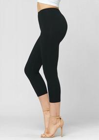img 1 attached to Women'S Premium Stretch Jersey Cotton Leggings - Full Length, Capri, Shorts In Regular & Plus Sizes!