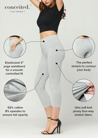 img 2 attached to Women'S Premium Stretch Jersey Cotton Leggings - Full Length, Capri, Shorts In Regular & Plus Sizes!