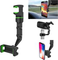 📱 multifunctional 360° rearview mirror phone holder for car - universal car mount & gps holder (green) logo