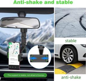 img 3 attached to 📱 Multifunctional 360° Rearview Mirror Phone Holder for Car - Universal Car Mount & GPS Holder (Green)