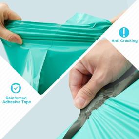 img 3 attached to Fuxury 12X15.5 100Pc Teal Poly Mailers For Clothing/ T-Shirt/ Shirt, Mailing & Shipping Self Sealing Envelopes Boutique Custom Bags, Enhanced Durability Multipurpose Items Safe Protected