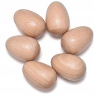 set of 6 wooden egg shakers - musical percussion instruments with natural finish логотип