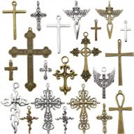 youdiyla 100g big cross pendants collection - antique bronze silver sword holy angel jesus peace cross crucifix metal charms for jewelry making diy findings (hm23) logo