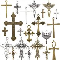 youdiyla 100g big cross pendants collection - antique bronze silver sword holy angel jesus peace cross crucifix metal charms for jewelry making diy findings (hm23) логотип