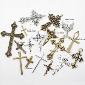 img 3 attached to Youdiyla 100G Big Cross Pendants Collection - Antique Bronze Silver Sword Holy Angel Jesus Peace Cross Crucifix Metal Charms For Jewelry Making DIY Findings (HM23)