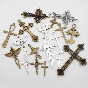 img 2 attached to Youdiyla 100G Big Cross Pendants Collection - Antique Bronze Silver Sword Holy Angel Jesus Peace Cross Crucifix Metal Charms For Jewelry Making DIY Findings (HM23)