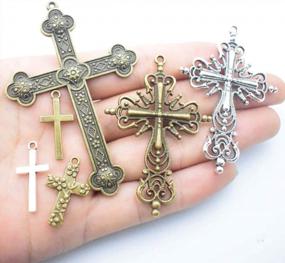 img 1 attached to Youdiyla 100G Big Cross Pendants Collection - Antique Bronze Silver Sword Holy Angel Jesus Peace Cross Crucifix Metal Charms For Jewelry Making DIY Findings (HM23)