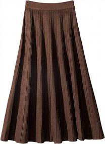img 2 attached to Winter Reversible Knitted Midi Skirt With Stretchy Waistband For Women - A-Line Pleated Design
