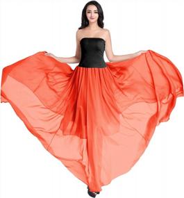 img 1 attached to Womens Pleated Chiffon Maxi Skirt - Full/Ankle Length, Elastic Waist, Retro Style