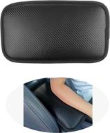 🚗 universal waterproof car armrest seat box cover - amiss center console pad, carbon fiber pu leather auto armrest cover protector for most vehicle, suv, truck, car interior accessories (black) logo