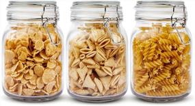 img 4 attached to Vtopmart 34Oz Glass Food Storage Jars With Airtight Clamp Lids, 3 Pack Kitchen Canisters For Flour, Cereal, Coffee, Pasta And Canning, Square Mason Jars With 8 Chalkboard Labels