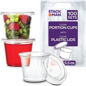 img 4 attached to 100 Sets of 5.5 oz Clear Plastic Cups with Lids - Disposable Portion Cups for Snacks, Yogurt, Parfaits, Puddings, Soufflés, Desserts - Convenient Containers with Lids, 5.5oz Capacity