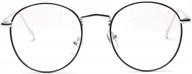 stylish metal circle women's eyeglasses with blue light blocking technology logo