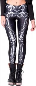 img 1 attached to QZUnique Women'S Black Mechanical Skull Print Footless Cool Sexy Leggings Black