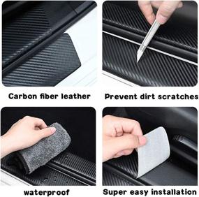 img 3 attached to 🚙 XITER Carbon Fiber Leather Car Door Sill Scuff Plate Guard for Jeep Cherokee 2014-2021 - Set of 4PCS (Sliver) - High-Quality Autoparts Accessories