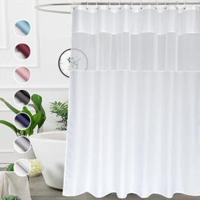 img 4 attached to Waterproof White Shower Curtain With Mesh Window And Weighted Bottom Hem By UFRIDAY - Machine Washable, 72 X 72 Inches Ideal For Bathrooms