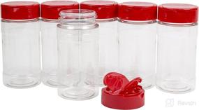 img 3 attached to Baire Bottles 8 oz Clear Plastic Spice Jars with Shaker Lids - 6 Pack, Red Flapper Lid, Damask Labels - BPA Free, Waterproof and Freshness-Sealed