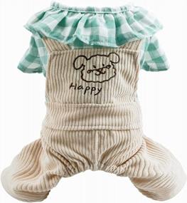 img 4 attached to XS Plaid Dog Jumpsuit Pet Костюм для маленьких собак - SGQCAR Happy Outfit For Yorkies, Teddy, And Cats