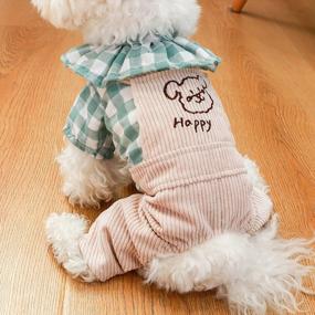 img 3 attached to XS Plaid Dog Jumpsuit Pet Костюм для маленьких собак - SGQCAR Happy Outfit For Yorkies, Teddy, And Cats