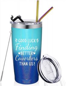 img 4 attached to Farewell Gifts For Coworkers - 20 Oz Tumbler With Straws And Lids: Rainbow Mint + Blue - Ideal For Colleagues And Friends Leaving For New Jobs And Goodbye Wishes