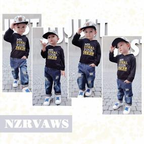 img 2 attached to Baby Boy Clothes 2 Piece Outfit Set - Hoodie Sweatsuit Top And Ripped Jeans Long Pants, Toddler Boys Clothing Sweater Long Sleeve
