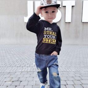 img 3 attached to Baby Boy Clothes 2 Piece Outfit Set - Hoodie Sweatsuit Top And Ripped Jeans Long Pants, Toddler Boys Clothing Sweater Long Sleeve