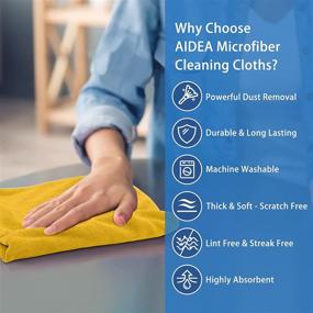 img 2 attached to 🧽 AIDEA Microfiber Cleaning Cloths - Extra Large & Thick (1.5Lb) 12-Pack - Softer & Highly Absorbent - Lint-Free & Streak-Free - Ideal for House, Kitchen, Car, Window Cleaning - Perfect Gifts (16in.x16in.)