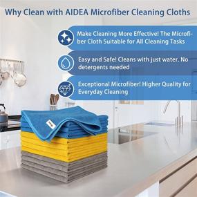 img 3 attached to 🧽 AIDEA Microfiber Cleaning Cloths - Extra Large & Thick (1.5Lb) 12-Pack - Softer & Highly Absorbent - Lint-Free & Streak-Free - Ideal for House, Kitchen, Car, Window Cleaning - Perfect Gifts (16in.x16in.)