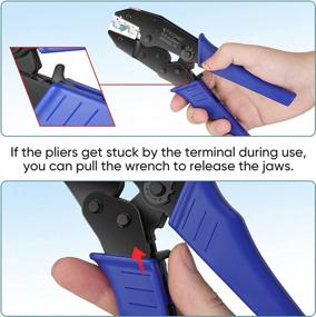 img 1 attached to Ratcheting Wire Crimper With Heat Shrink Connectors - TICONN Crimping Pliers For Professional Results - Ratchet Terminal Tool - Reliable Wire Crimping Tool (30J, Blue)
