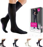 classic black closed toe calf high compression socks for men by mediven - 15-20 mmhg, size iii, standard fit logo