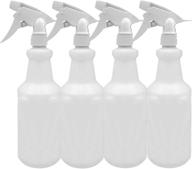 🌬️ ezpro usa 24 oz heavy duty plastic spray bottles: all-purpose, leak-proof, pet-friendly, adjustable nozzle, 360° upside down, white - 4 pack логотип