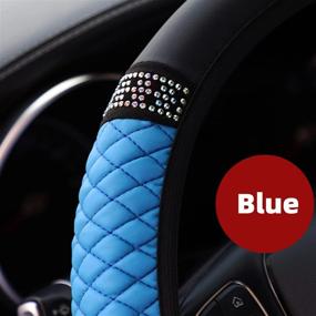 img 1 attached to YSFKJ Diamond Leather Steering Wheel Cover With Bling Bling Crystal Rhinestones Interior Accessories