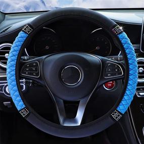 img 2 attached to YSFKJ Diamond Leather Steering Wheel Cover With Bling Bling Crystal Rhinestones Interior Accessories
