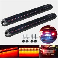 💦 waterproof smoked 10" led trailer identification light 2-pack - heavy duty truck rear marker light, brake bar strip for boats, pickup - 9 to 30v логотип