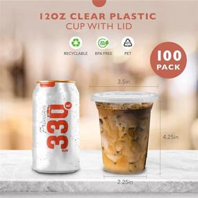 img 3 attached to 🥤 100 Pack of 12 oz Clear Plastic Cups with Lids - BPA Free Take Out Containers for Iced Cold Drinks, Coffee, Tea, Juice, Smoothies, Bubble Boba - Disposable and Crack Resistant