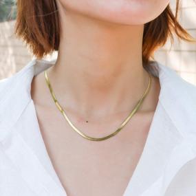 img 3 attached to 18K Gold Filled Snake Chain Necklace For Women And Men - Chic Stacking And Layering Choker For Girls With Herringbone And Flat Chain Styles In 16"-22" Lengths