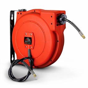 img 4 attached to Reelworks 33Ft Retractable Air Hose Reel With Heavy Duty Flex Hybrid Polymer Hose, Max 180 PSI, Industrial Spring Driven, Polypropylene Case Construction For Superior Performance