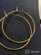 img 1 attached to Dainty 70mm 14K Yellow Gold Silver Big Large Hoop Earrings: Stylish, Hypoallergenic, Perfect Gift for Women and Girls with Sensitive Ears review by Patricia Casillas