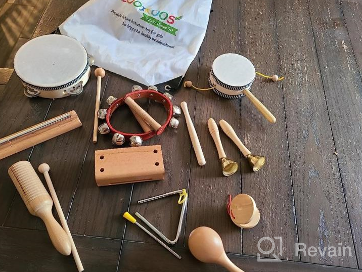 img 1 attached to Natural Wooden Percussion Instruments Toy Set For Toddlers - Educational Musical Toys With Storage Bag For Boys And Girls By LOOIKOOS review by Joey Quade
