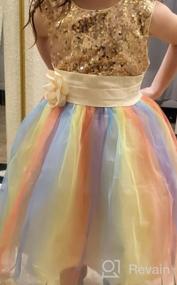 img 5 attached to Girls Sequin Rainbow Tulle Lace Princess Ball Gown Party Dress Prom