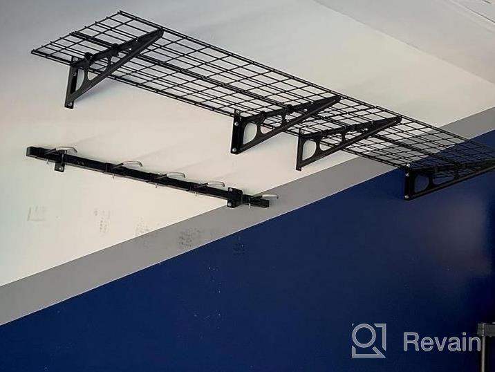 img 1 attached to 2-Pack FLEXIMOUNTS 2X4Ft Wall Shelf Garage Storage Rack | 24" X 48" Wall Mounted Floating Shelves, Black review by Michael Tegan