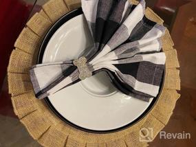 img 7 attached to Set Of 6 Orange And Black Checkered Cotton Napkins - Yourtablecloth 20 X 20