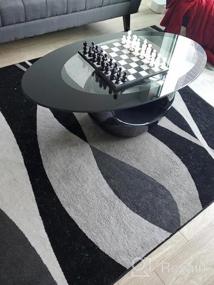 img 7 attached to Современный черный овальный стеклянный журнальный столик с круглым полым основанием - идеально подходит для домашней мебели для гостиной!