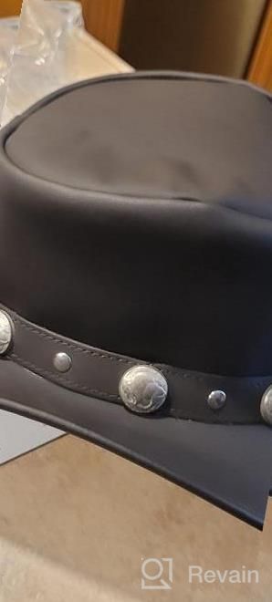 img 1 attached to Showerproof Leather Cowboy Hat For Men - Durable Outback Western Hat For Rain By HADZAM review by Tim Clark