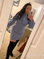 img 1 attached to Stylish And Comfy Ribbed Sweater Dress For Women: EXLURA Mock Neck Bodycon Mini Dress review by Cris Walton
