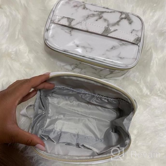 img 1 attached to 2-Piece Marble Makeup Bag Set | Portable Travel Cosmetic Bags Waterproof | Multi-Function Organizer Storage Toiletry Bags For Women & Girls review by David Fisher