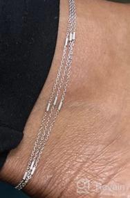 img 5 attached to 🌸 Шикарный многослойный браслет на щиколотку из 925 стерлингового серебра: регулируемый 9+1,5 дюймовый пляжный браслет для женщин и девочек - элегантные и простые браслеты на щиколотку